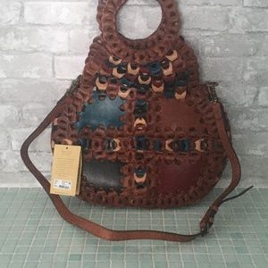 patricia nash pisticci linked leather shoulder bag